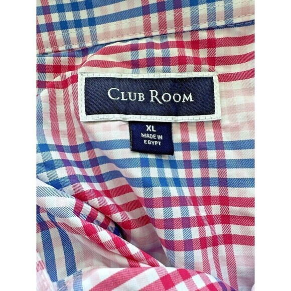 Club Room Men Malia Plaid Button Down Shirt Classic-Fit Nylon Pink Combo Size XL - Picture 5 of 6